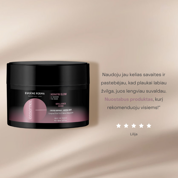 Eugene Perma Essentiel Keratin Glow atkuriamoji kaukė 150ml indelyje
