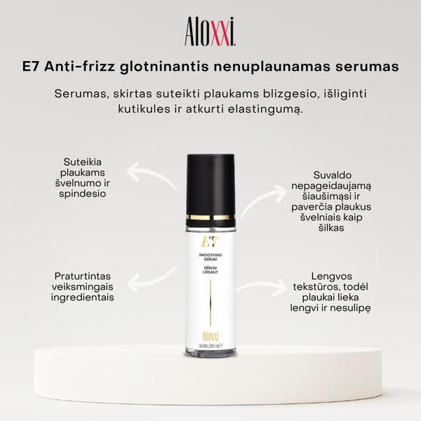 E7 anti-frizz shine mist blizgesio dulksna