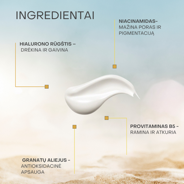 Apsauga nuo saulės SPF50+ veidui su hialurono rūgštimi