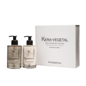 Fondonatura KERA VEGETAL šampūnas ir kaukė – atkuriamoji plaukų procedūra su augaliniu keratinu