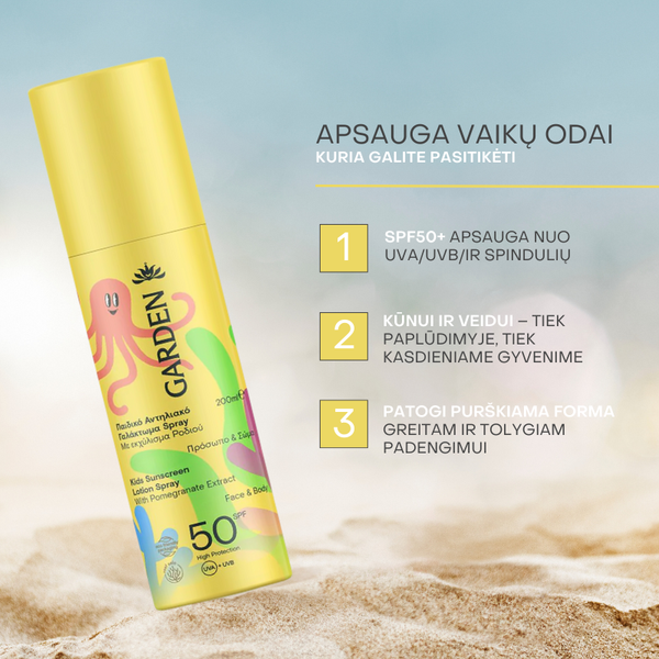 Kids Sunscreen purškiamas SPF50 losjonas vaikams