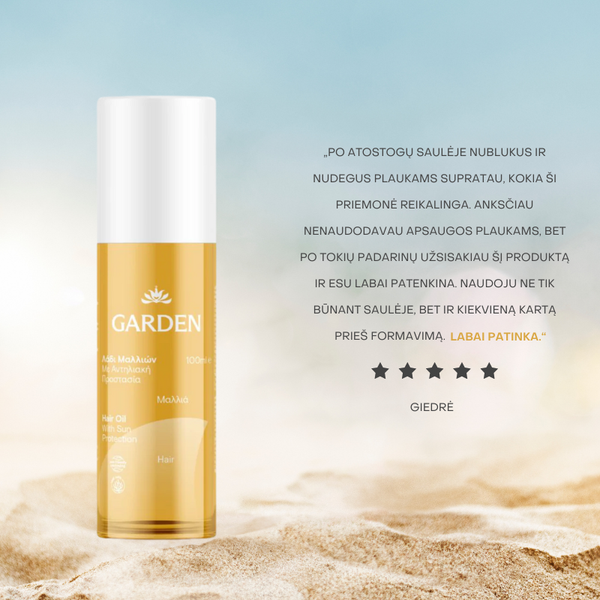 Plaukų aliejus su apsauga nuo saulės
