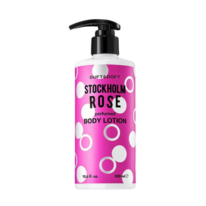 Duft&Doft Stockholm Rose drėkinantis kvapnusis kūno losjonas 300ml buteliuke su pompa.