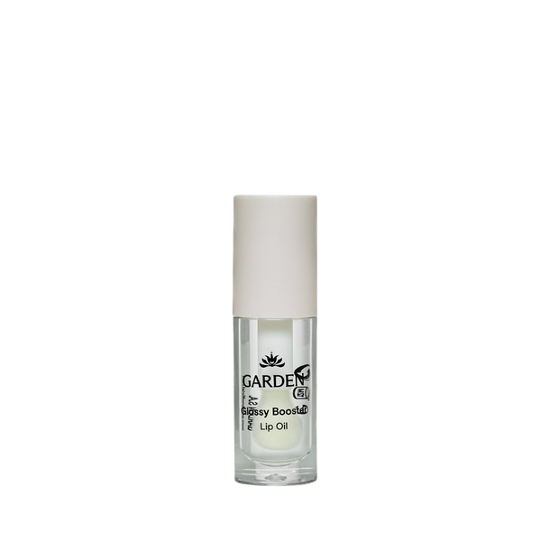 GARDEN Glossy Booster lūpų aliejus su hialurono rūgštimi, vynuogių ir granatų aliejais – intensyvi drėgmė, putlumas ir ilgalaikis blizgesys. 6ml.