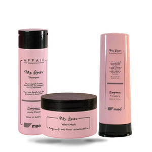MAAD Mr. Lover šampūnas, aksominė kaukė ir glotninantis kremas pažeistiems plaukams